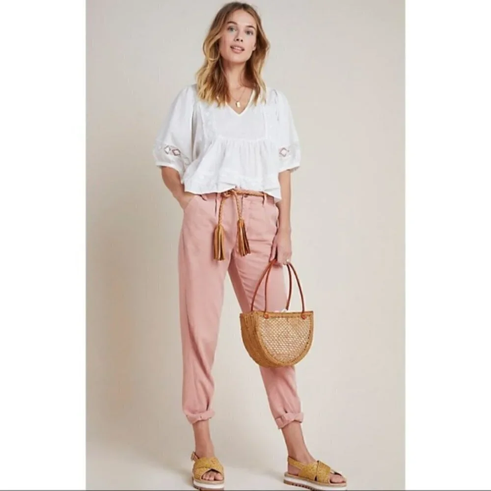 Anthropologie | NWT Scout Slim Pleated Pants Chino Trousers Pink Size 26